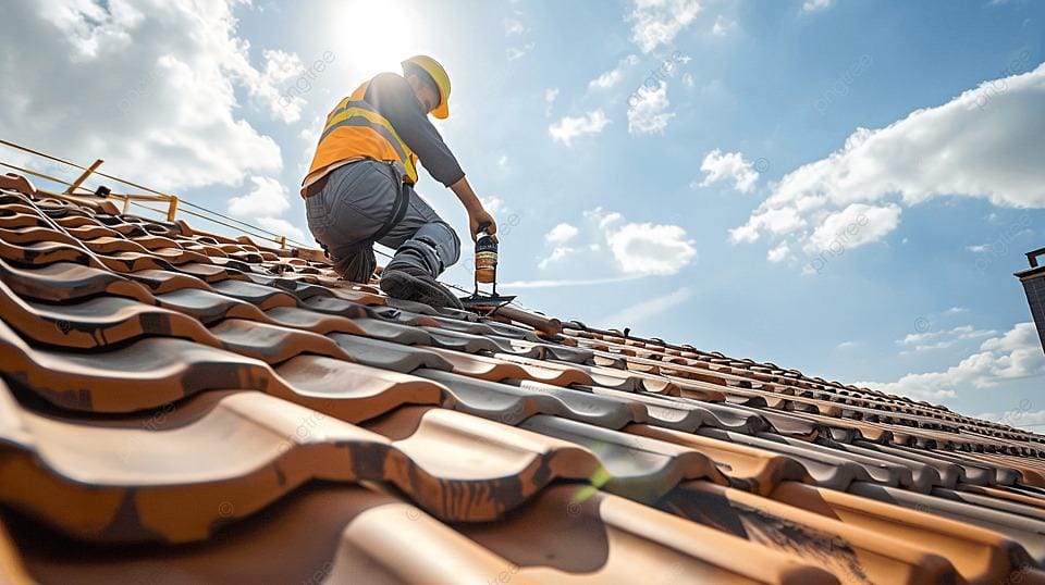 Trusted Austin roofing contractor working on a roof