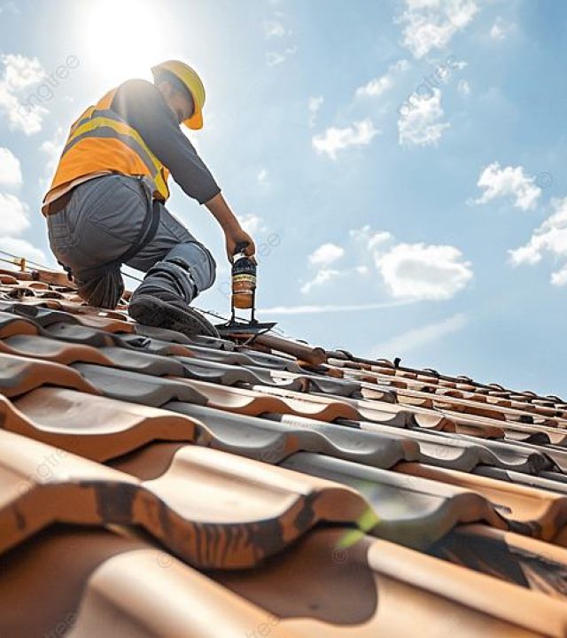 Roofer performing roof repairs on a home in Austin, TX